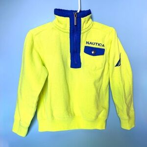 Nautica Neon Yellow with Royal Blue Trim Kids Quarter-Zip Fleece